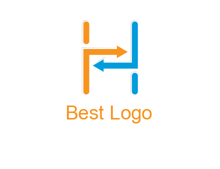 arrow creating letter h logo
