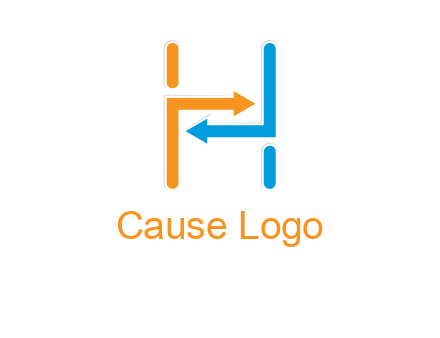 arrow creating letter h logo