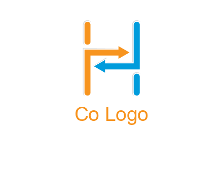 arrow creating letter h logo