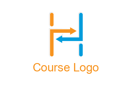 arrow creating letter h logo