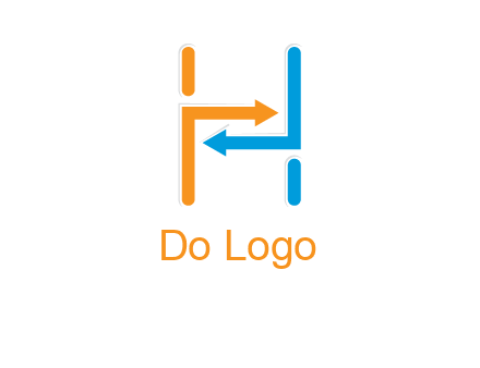 arrow creating letter h logo