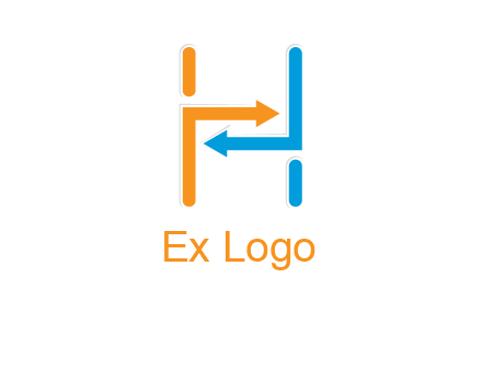 arrow creating letter h logo