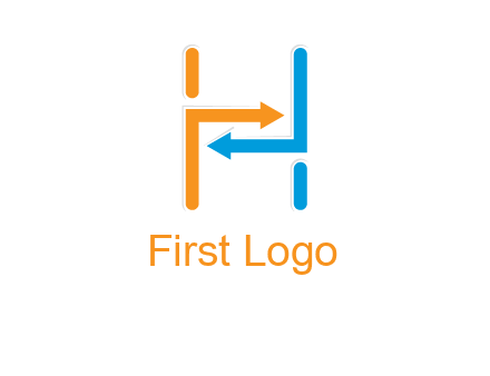 arrow creating letter h logo