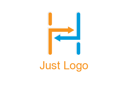 arrow creating letter h logo
