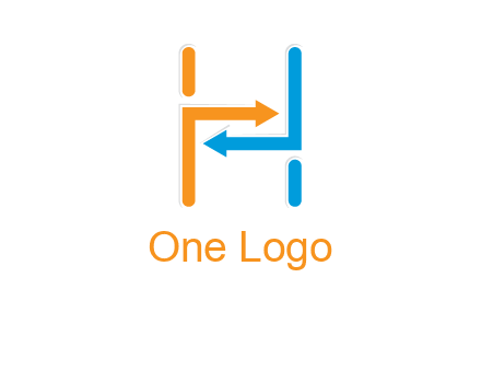 arrow creating letter h logo