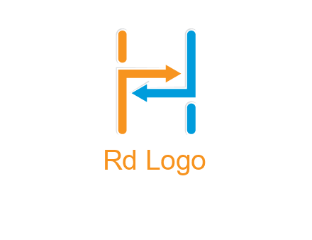 arrow creating letter h logo