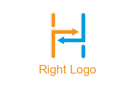 arrow creating letter h logo