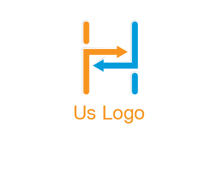 arrow creating letter h logo