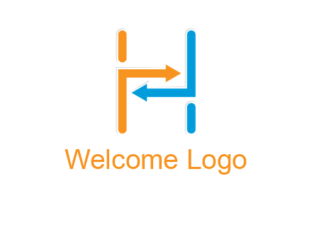 arrow creating letter h logo