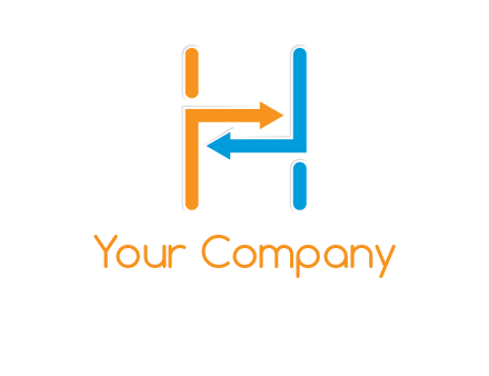 arrow creating letter h logo