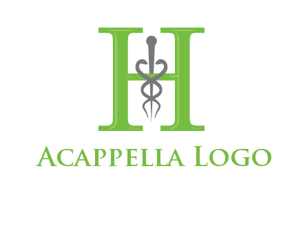 medical sign between the letter h logo