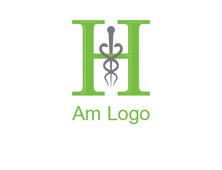 medical sign between the letter h logo