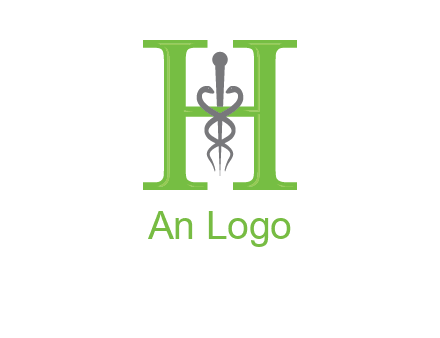 medical sign between the letter h logo