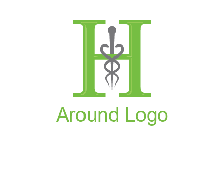 medical sign between the letter h logo