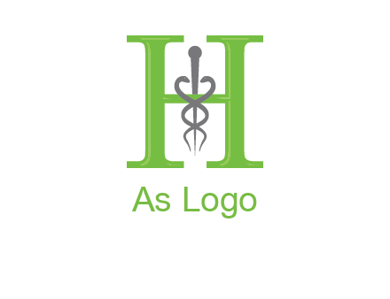 medical sign between the letter h logo