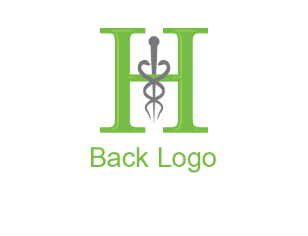 medical sign between the letter h logo