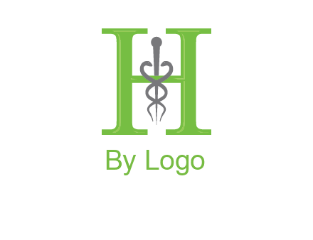 medical sign between the letter h logo