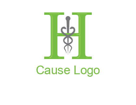 medical sign between the letter h logo