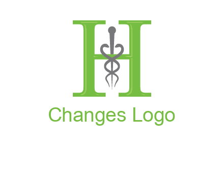 medical sign between the letter h logo