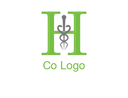 medical sign between the letter h logo