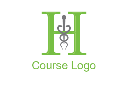 medical sign between the letter h logo