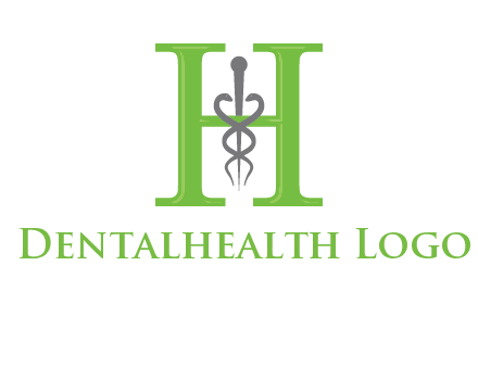 medical sign between the letter h logo
