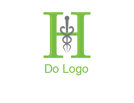 medical sign between the letter h logo