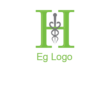 medical sign between the letter h logo