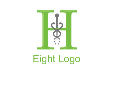 medical sign between the letter h logo