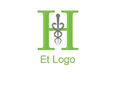 medical sign between the letter h logo
