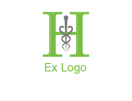 medical sign between the letter h logo
