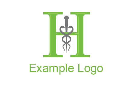 medical sign between the letter h logo
