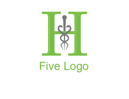 medical sign between the letter h logo