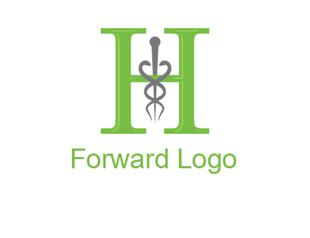 medical sign between the letter h logo