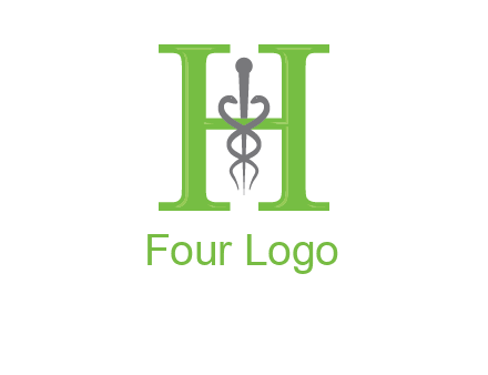 medical sign between the letter h logo