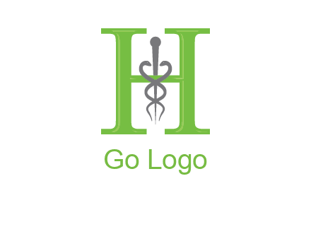 medical sign between the letter h logo