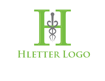 medical sign between the letter h logo