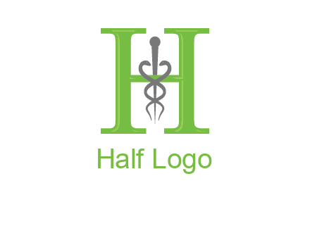 medical sign between the letter h logo