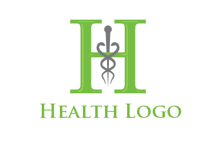 medical sign between the letter h logo