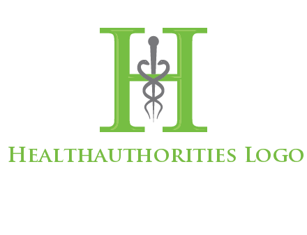 medical sign between the letter h logo