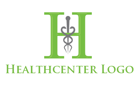 medical sign between the letter h logo