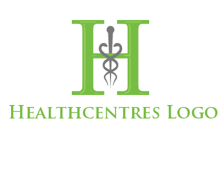 medical sign between the letter h logo