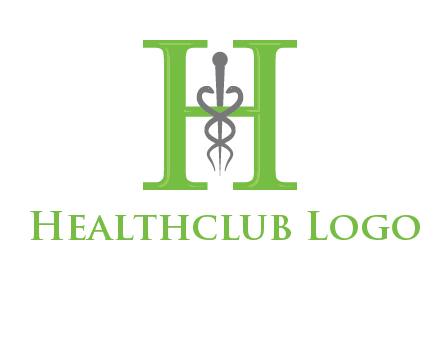 medical sign between the letter h logo