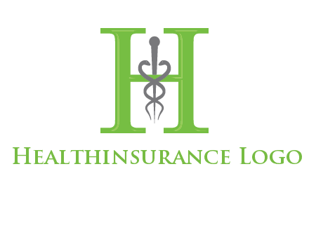 medical sign between the letter h logo