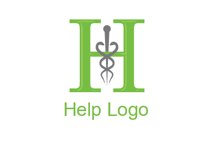 medical sign between the letter h logo
