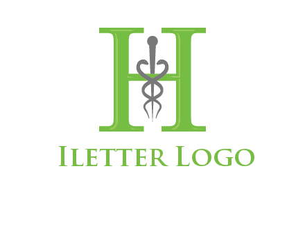 medical sign between the letter h logo
