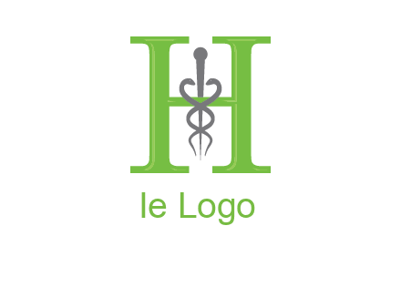 medical sign between the letter h logo