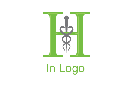 medical sign between the letter h logo