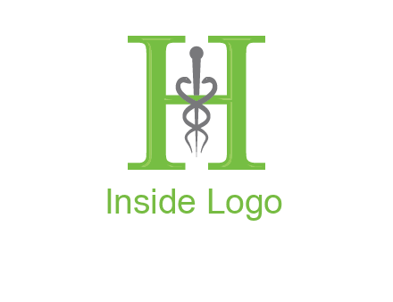 medical sign between the letter h logo