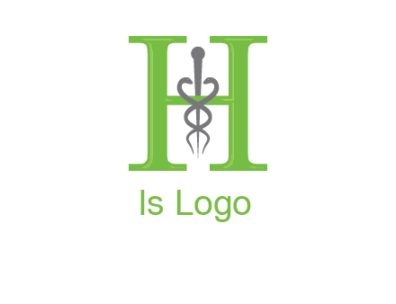 medical sign between the letter h logo
